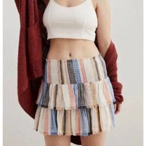 Aerie Tiered Ruffle Striped‎ Skirt Womens Size Small